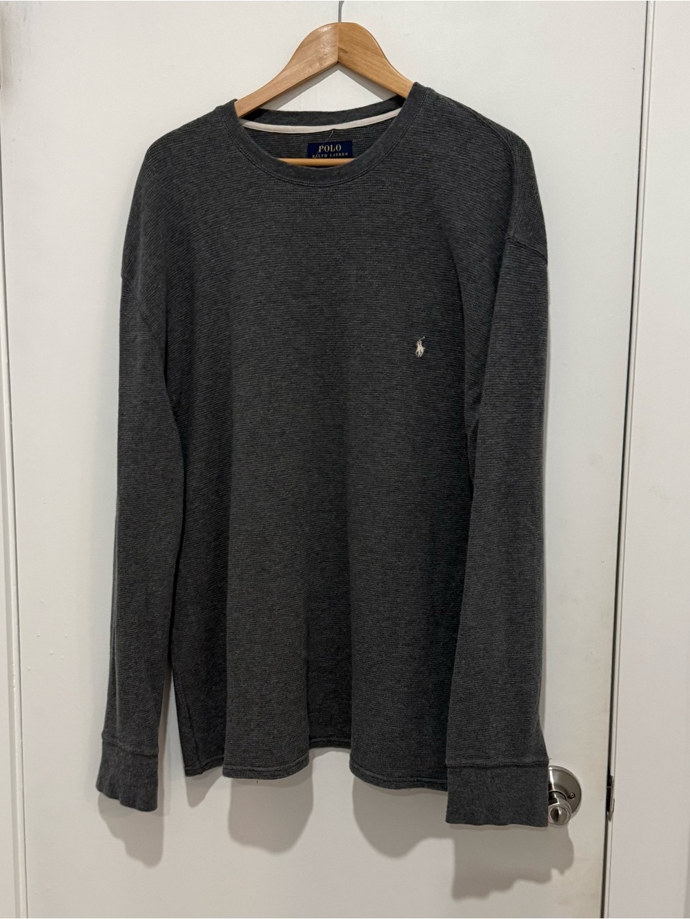 Polo Ralph Lauren Big Tall 3X 3GT Gray Cotton Thermal Long Sleeve Shirt